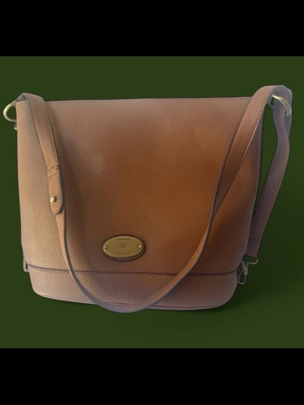 Mulberry Tan Pebbled Leather Shoulder Bag with Gold Plate